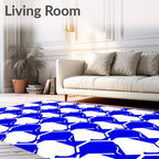 Bold Blue White Geometric Art Rug