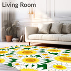 Daisy Floral Pattern With Yellow Centers Rug