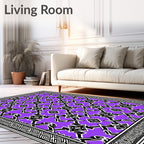 Bold Purple Black Abstract Pattern Rug