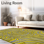 Abstract Yellow White Swirl Pattern Rug