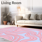Pink Blue Wavy Contour Design Rug