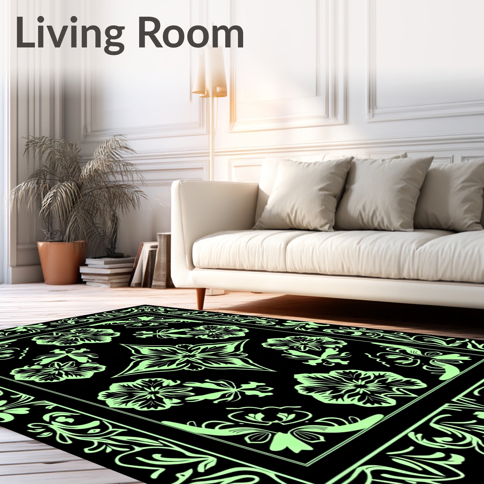 Art Nouveau Floral Border Design Rug