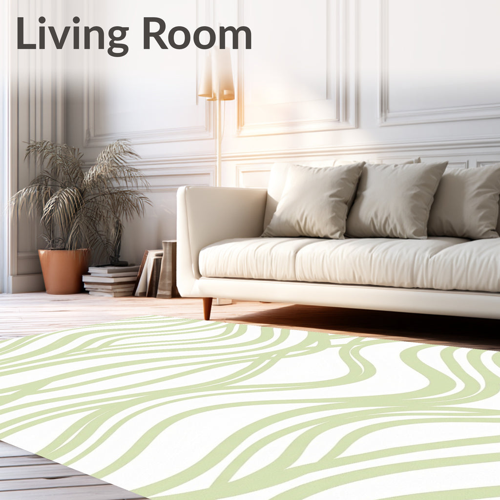 Serene Green Wavy Pattern Rug
