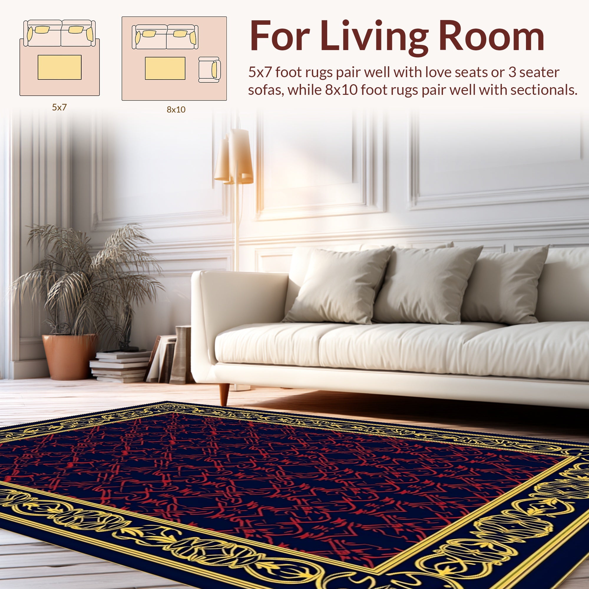 Ornate Red And Gold Border Design Rug