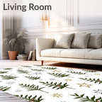 Dark Green Trees Gold Stars Scatter Rug