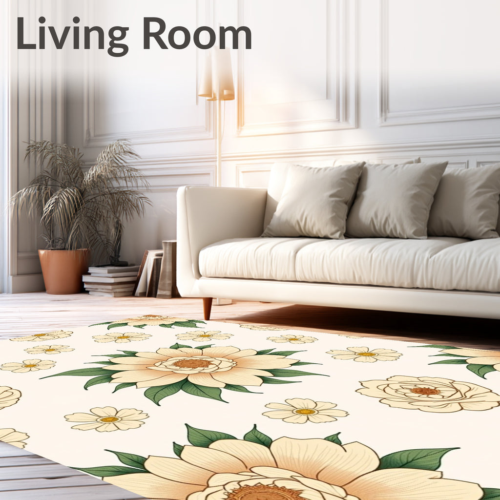 Cream Floral Delight Pattern Rug