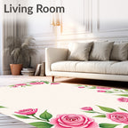 Pink Rose Blossom Floral Pattern Rug