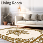 Ornate Gold Floral Medallion Rug
