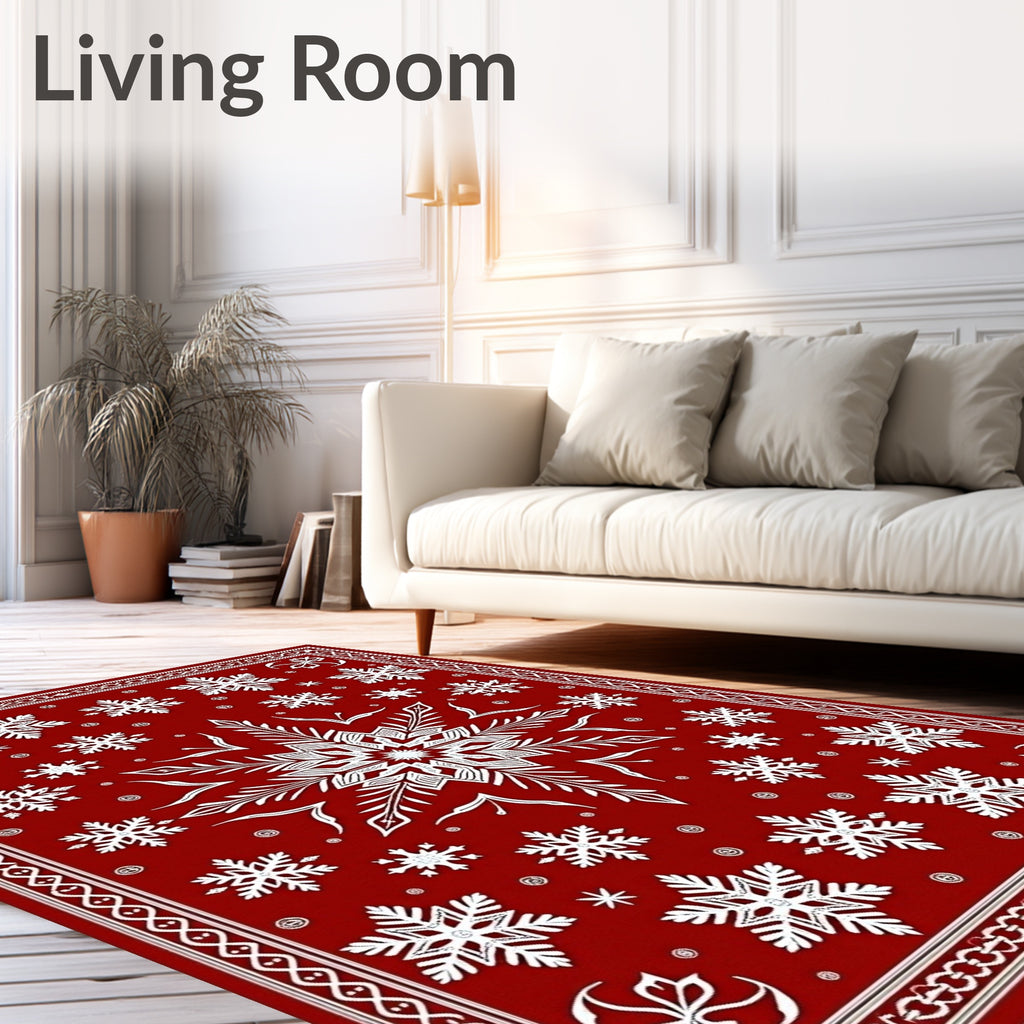 Classic Red Snowflake Pattern Design Rug