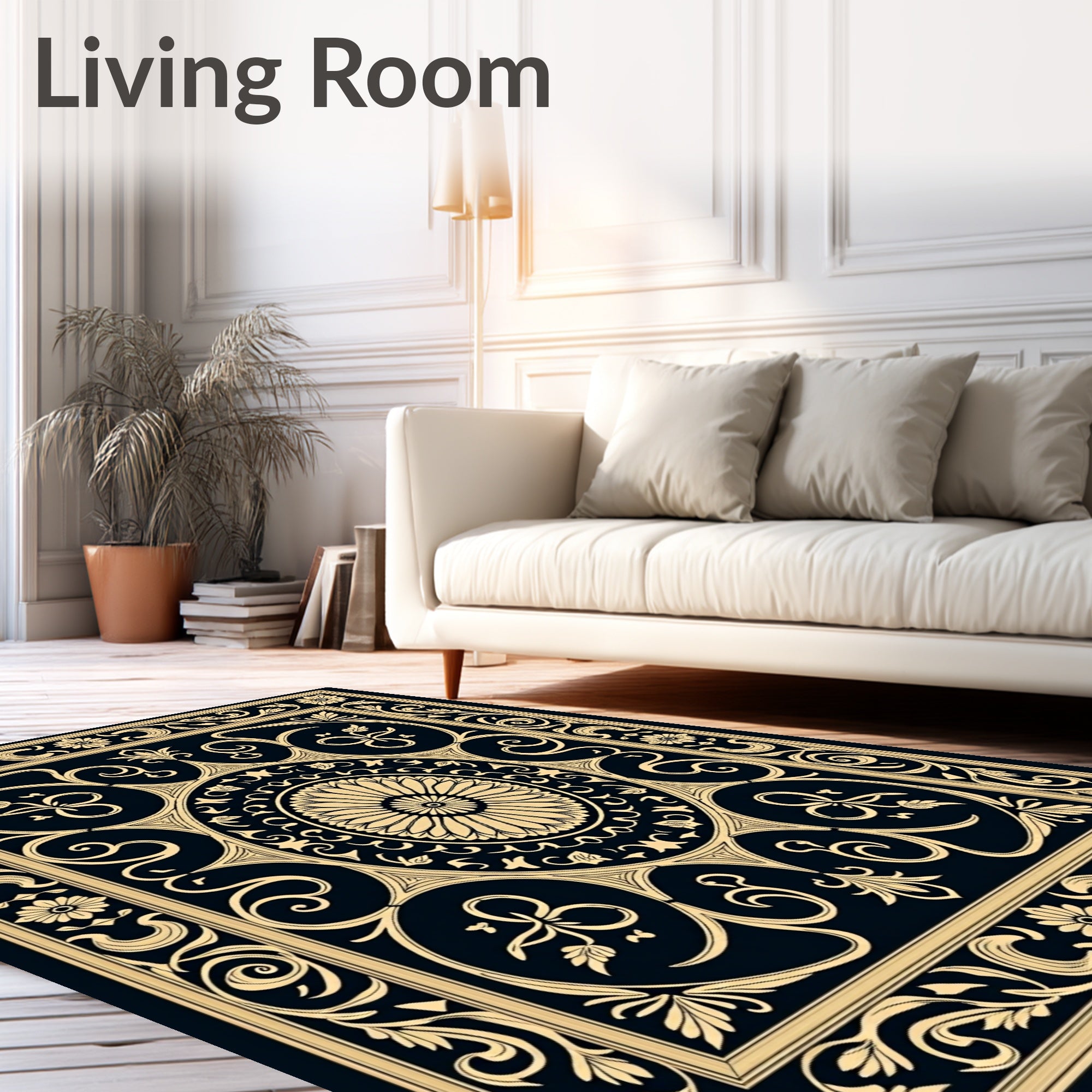 Ornate Floral and Scrollwork Pattern Rug