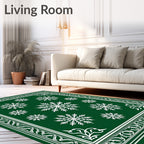 Green Snowflake Pattern Rug