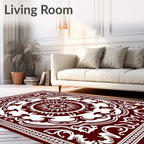 Dark Red Floral Medallion Pattern Rug