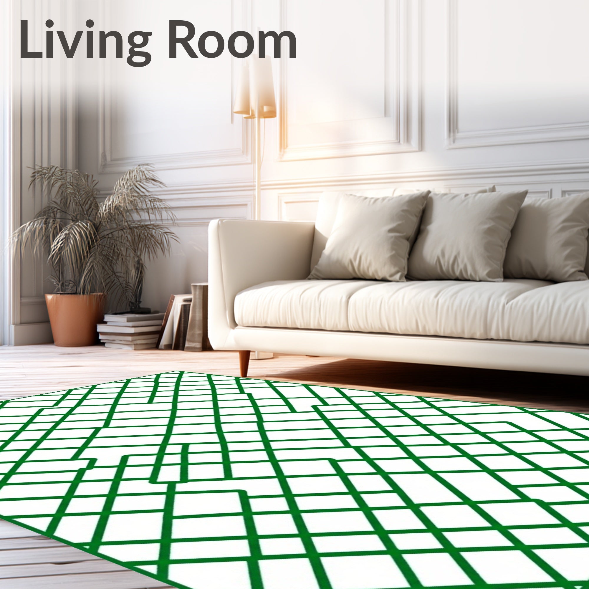 Green Intersecting Line Pattern Design Rug