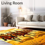 Wild West Cowboys Riding Horses Design Rug