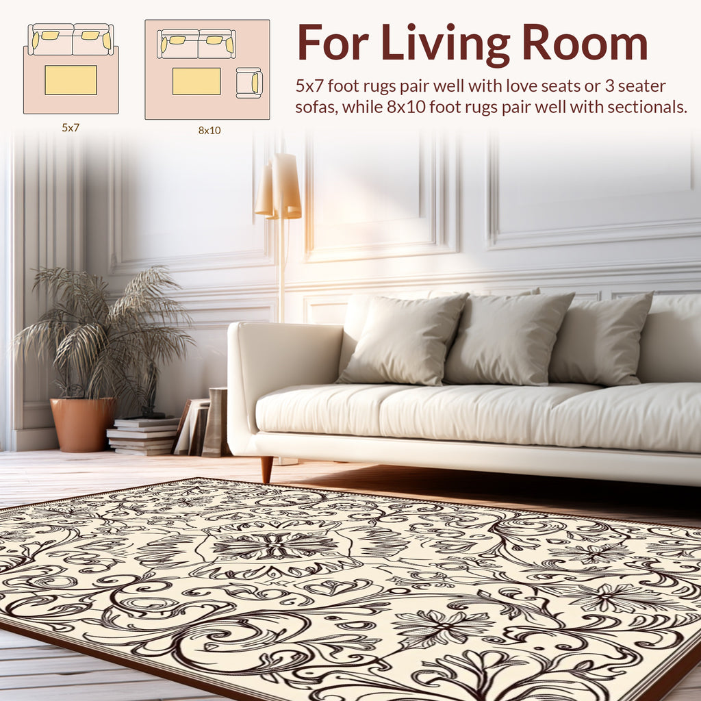Vintage Floral Scrollwork Pattern Design Rug