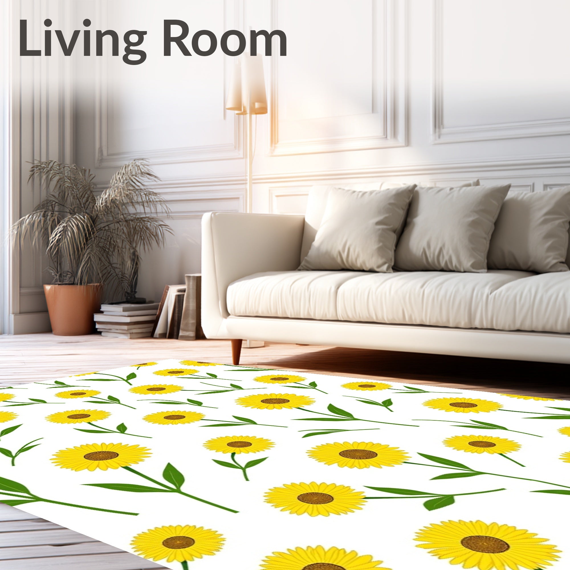 Yellow Daisy Floral Pattern Rug
