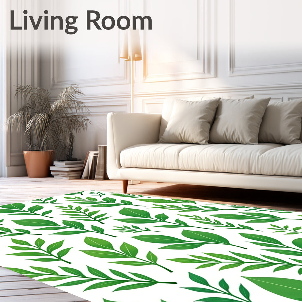 Green Leafy Botanical Pattern Rug