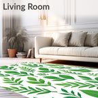 Green Leafy Botanical Pattern Rug
