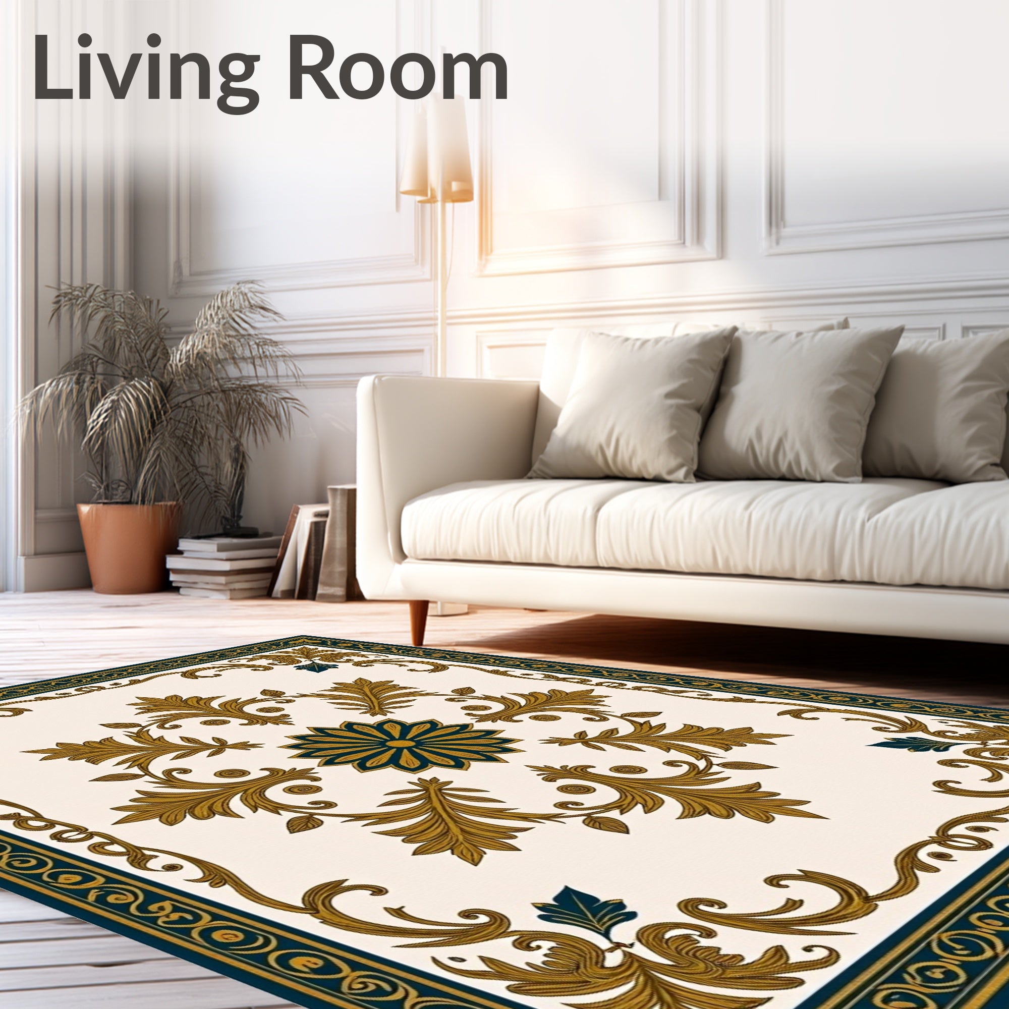 Grandeur Leaf Scroll Pattern Rug