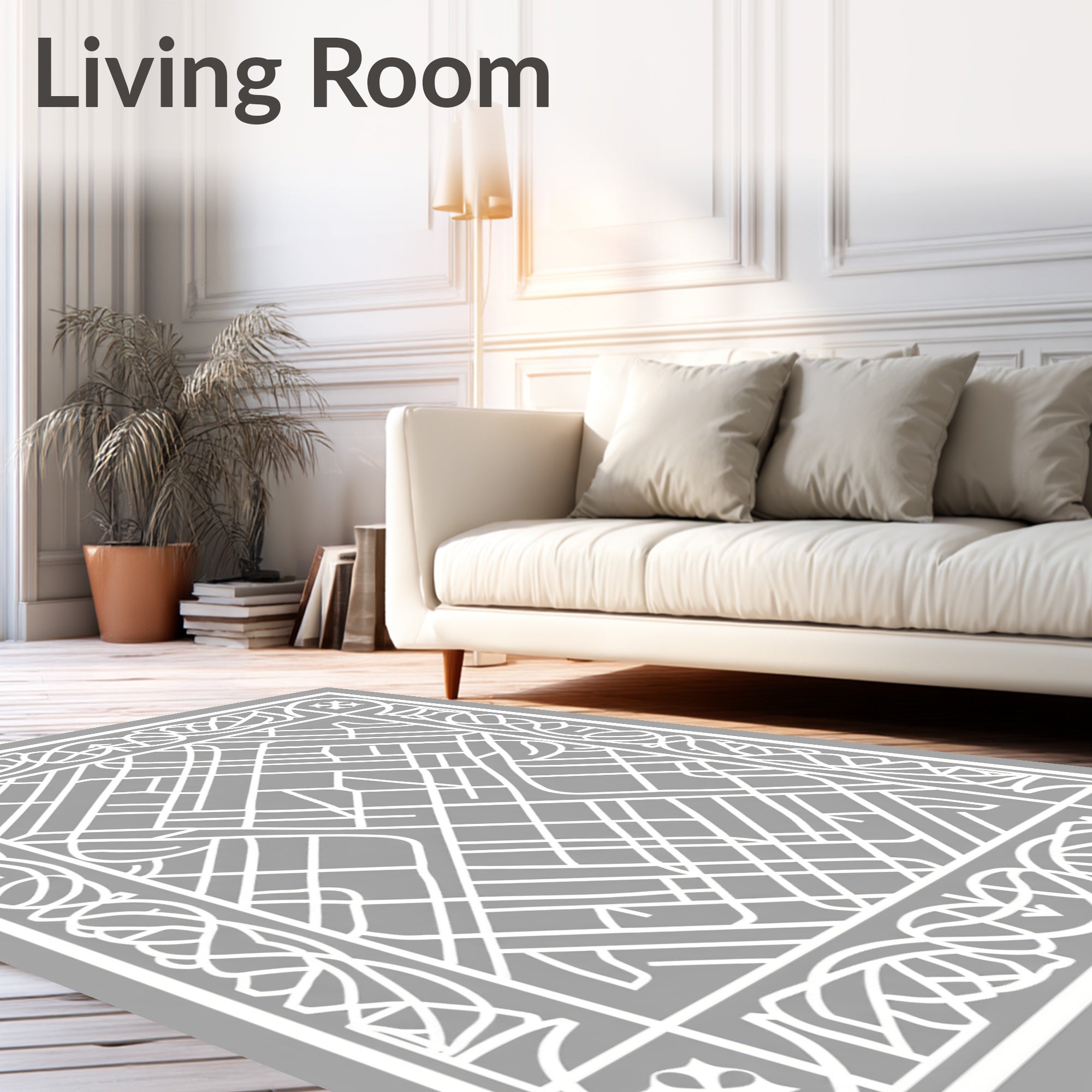 Intricate Lattice Floral Border Design Rug