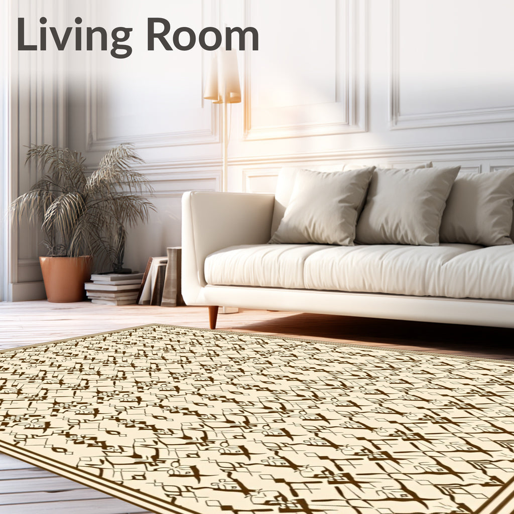 Intricate Medieval Inspired Line Art Rug