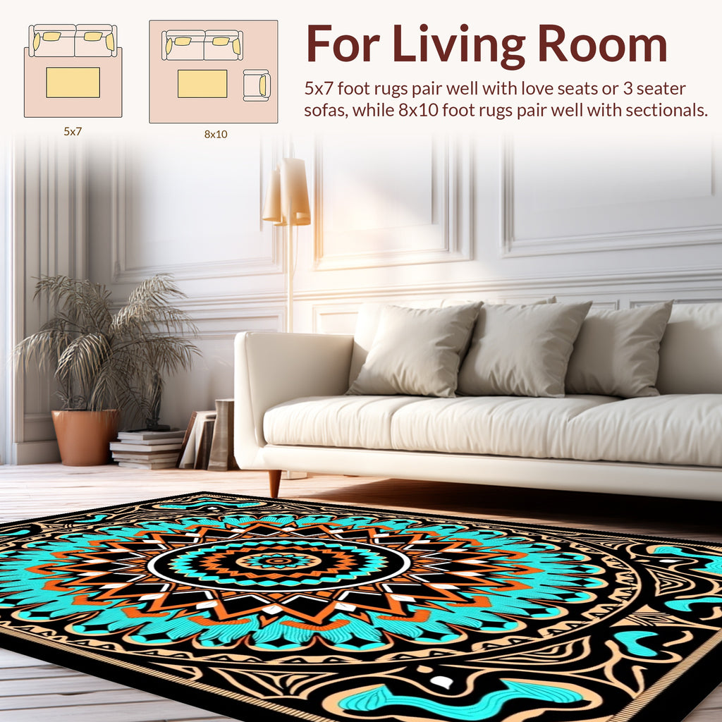 Vibrant Geometric mandala Pattern Rug