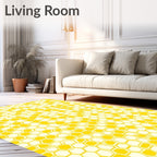 Golden Yellow Honeycomb Geometric Pattern Rug