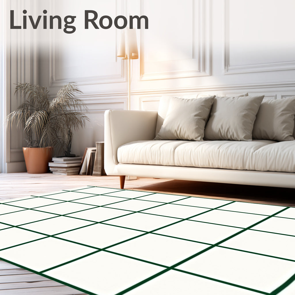 White And Green Grid Pattern Rug