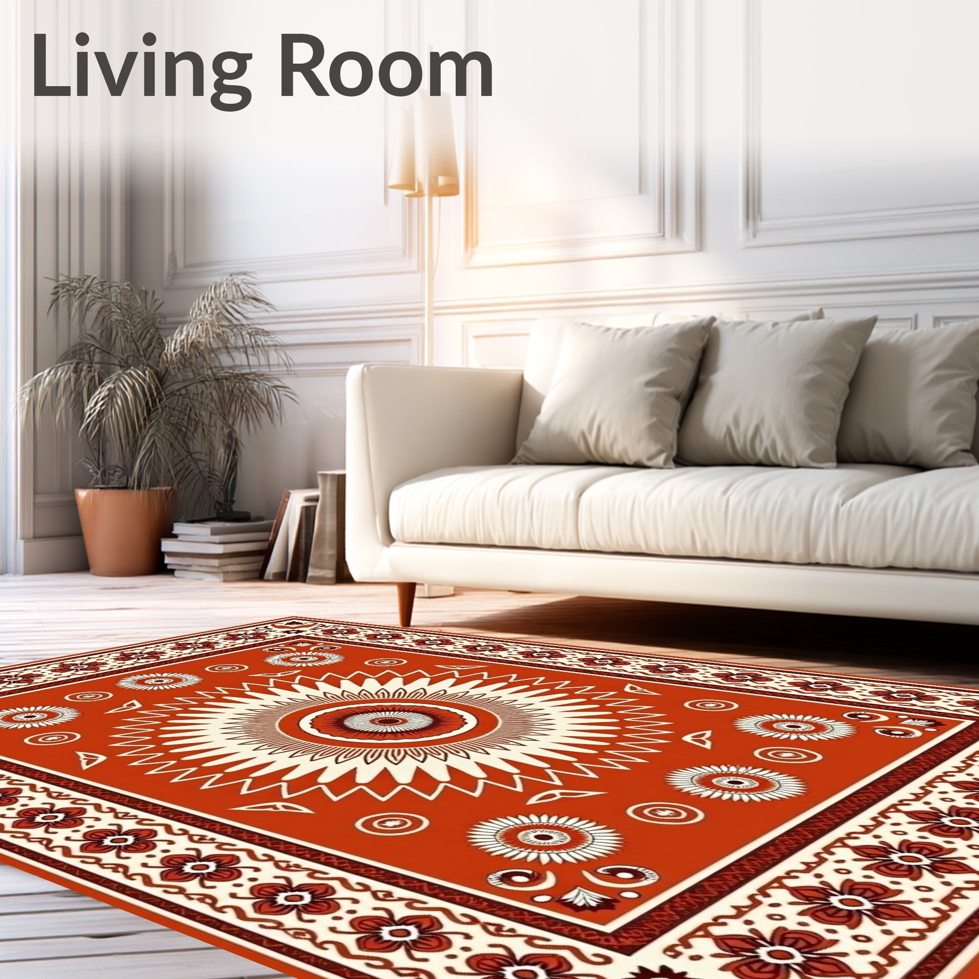 Bold Folk Art Sunburst Floral Rug