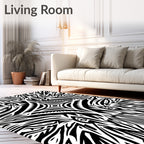 Bold Black White Animalistic Pattern Rug