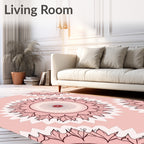 Soft Pink Mandala Geometric Pattern Rug