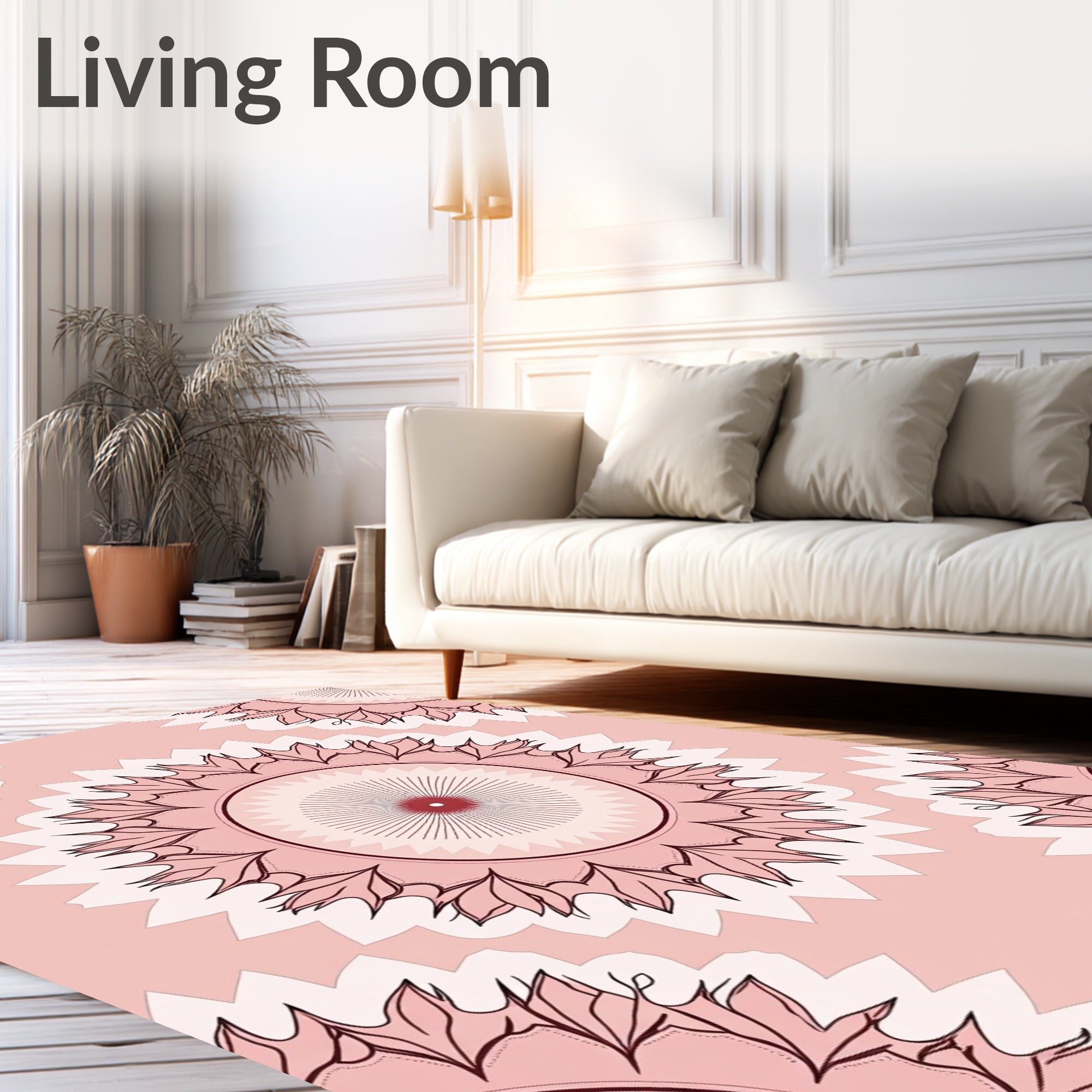 Soft Pink Mandala Geometric Pattern Rug