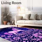 Enchanting Pink Horse Floral Design Rug