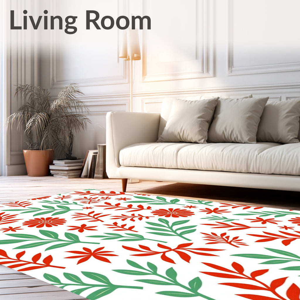 Modern Floral Leaves Pattern Rug