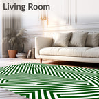 Green And White Maze Pattern Rug