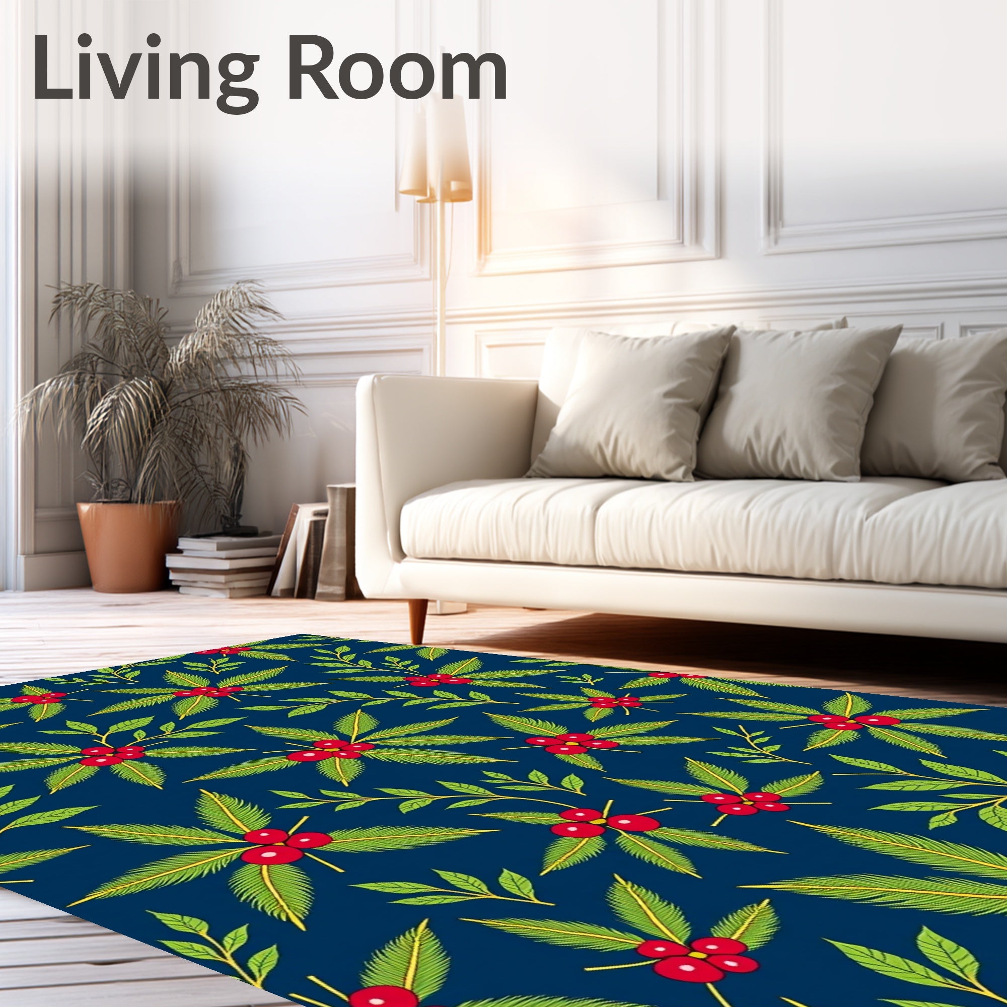 Crimson Berry Green Leaf Scatter Rug