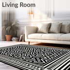 Monochrome Abstract Geometric Pattern Rug