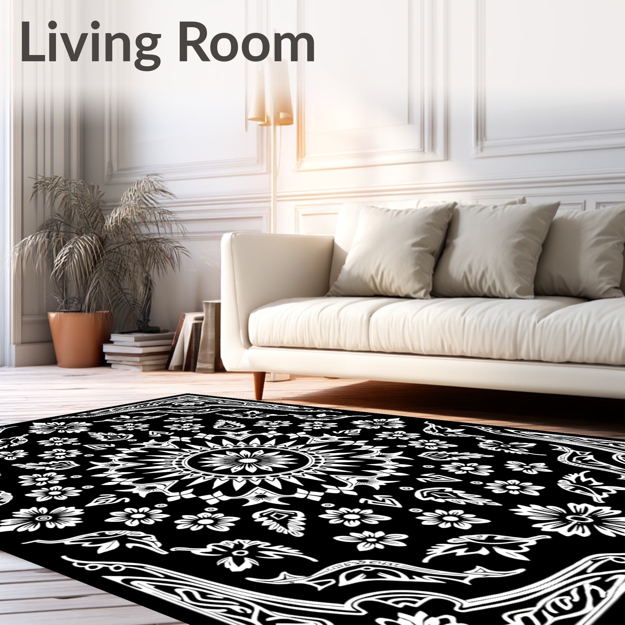 Classic Floral Sun Meditation Pattern Rug