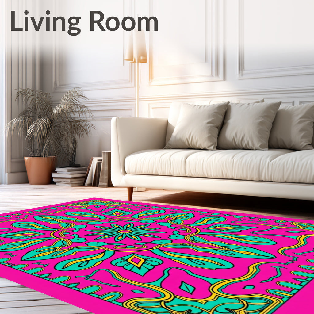 Vibrant Floral Symmetry Pattern Rug