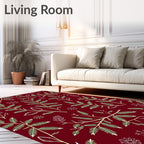 Festive Botanical Branch Snowflake Design Rug
