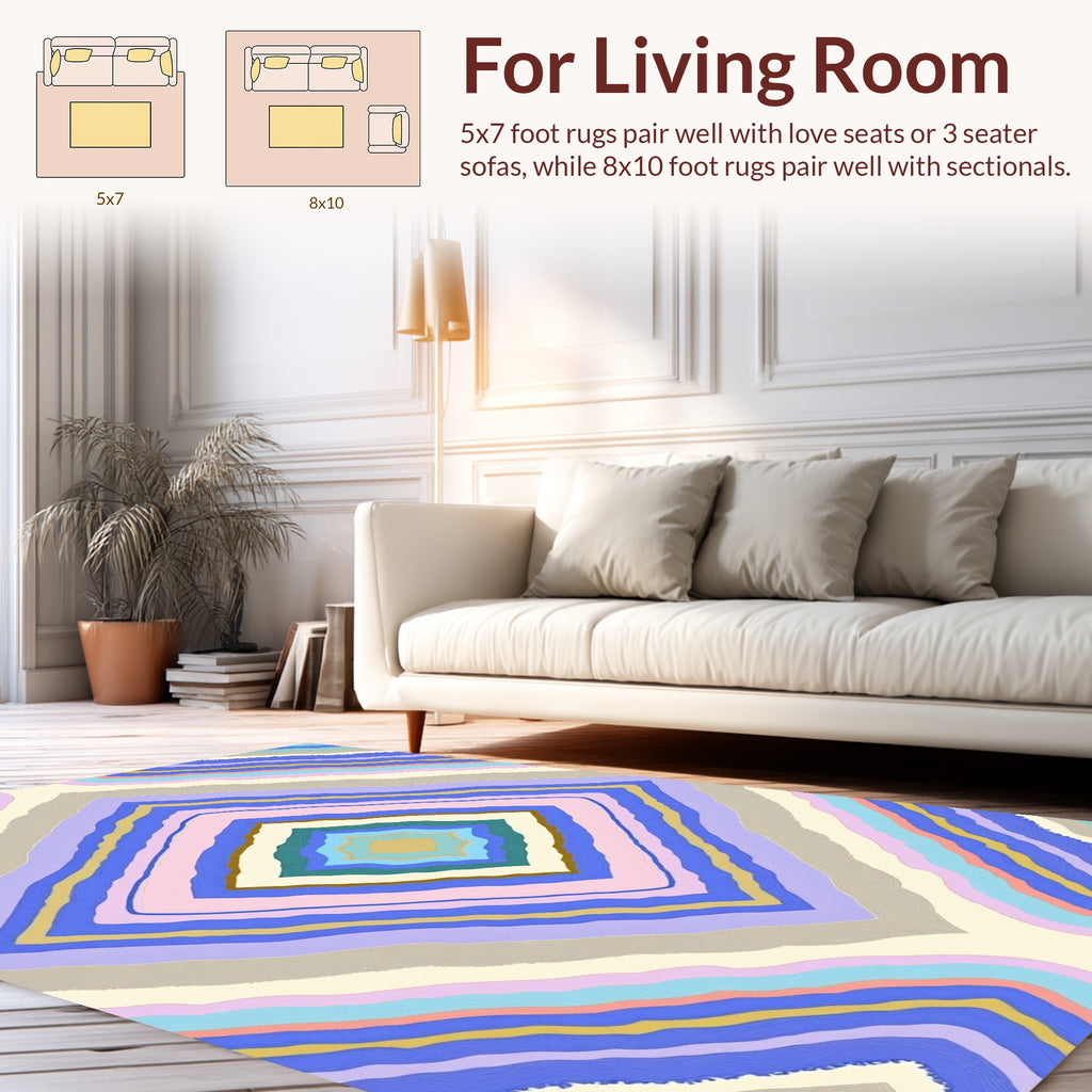 Pastel Diamond Geometric Layered Rug