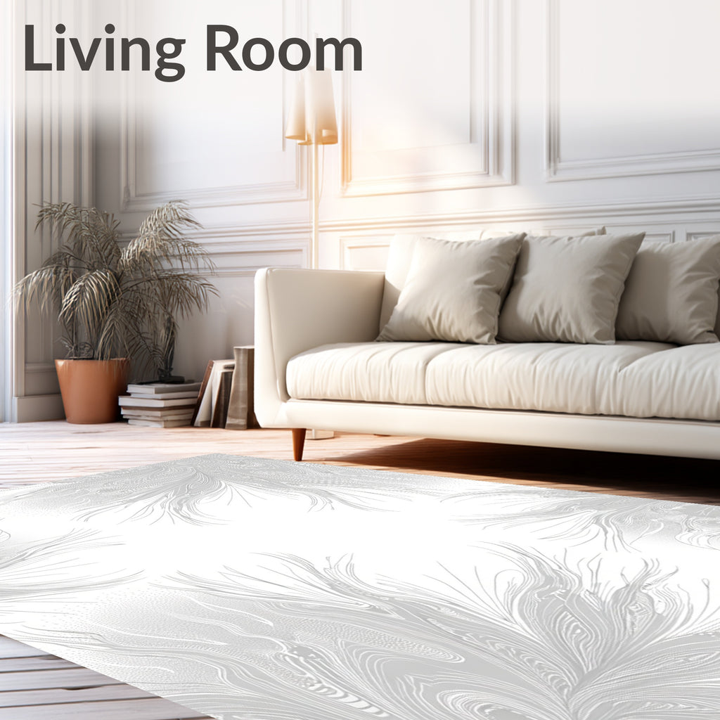 Delicate Feather-like Swirl Pattern Rug
