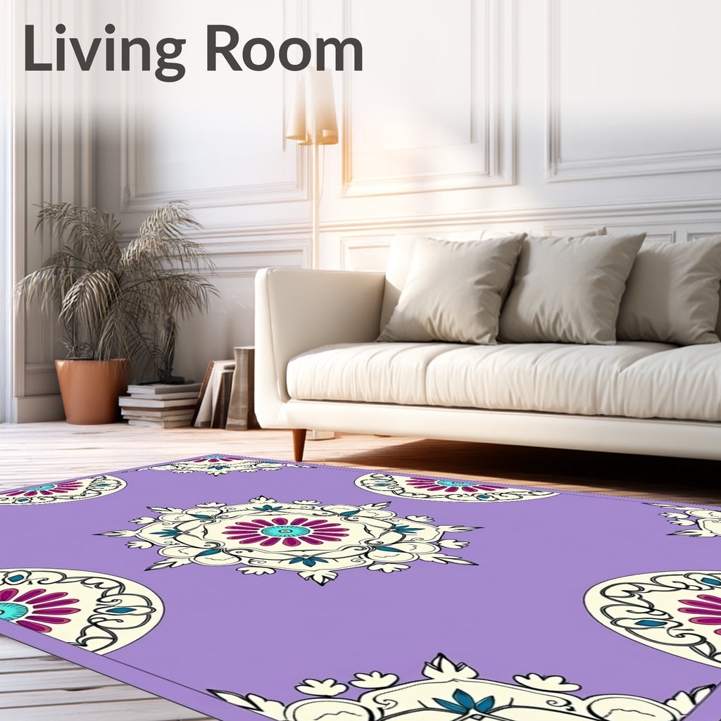 Floral Mandala Inspired Purple Rug