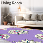 Floral Mandala Inspired Purple Rug