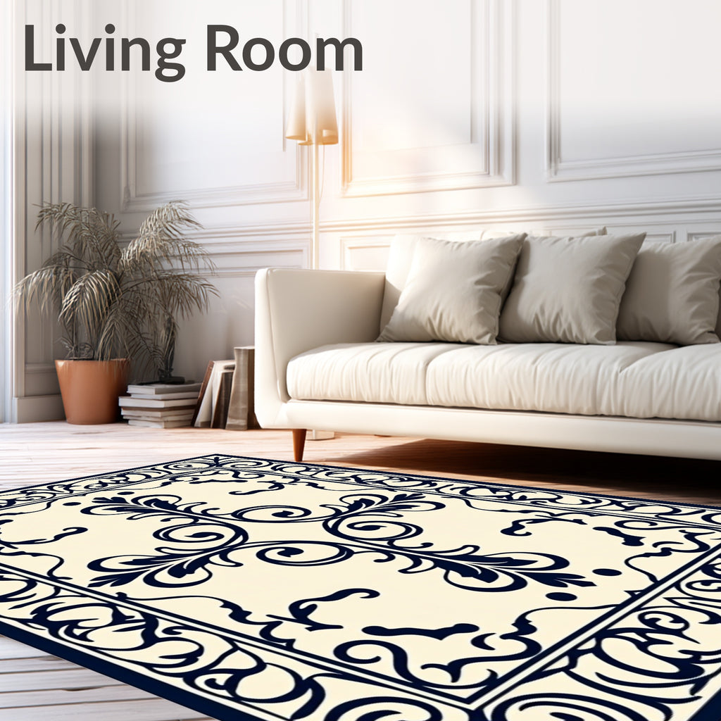Classic Floral Scrollwork Decorative Rug