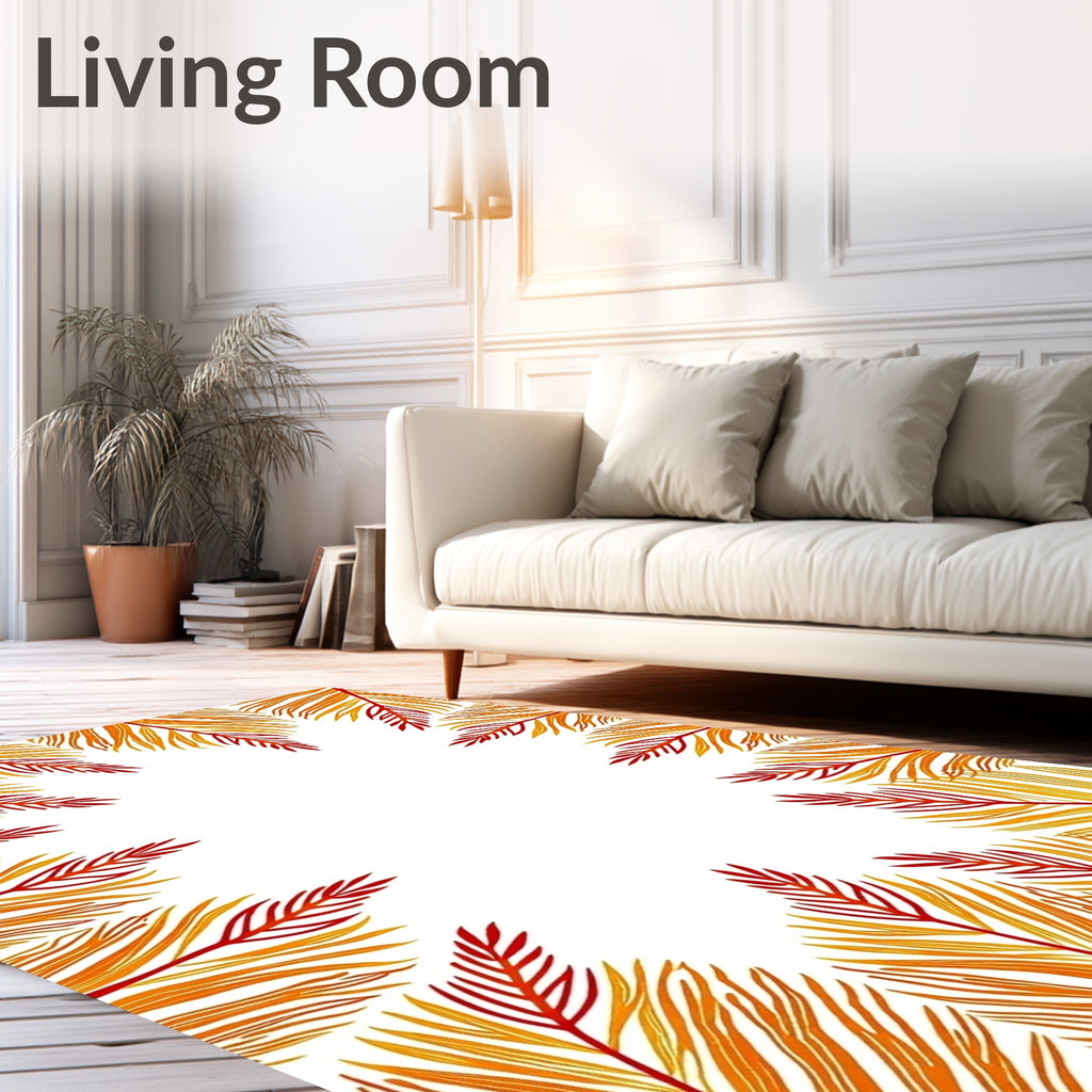 Warm Leafy Pattern Natural Design Rug