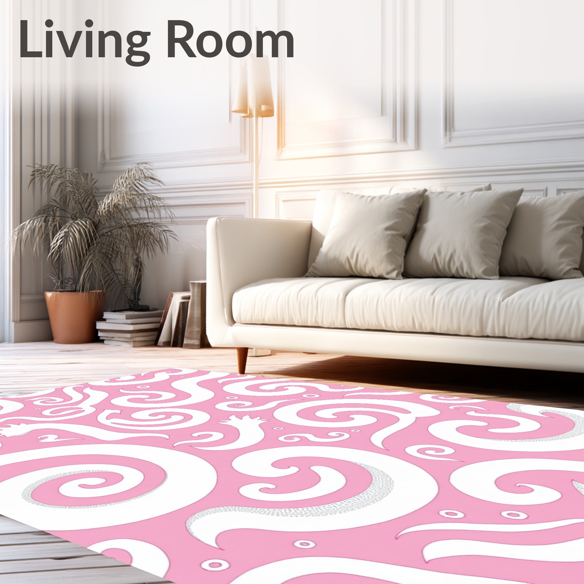 Pink Whimsical Swirl Dragon Rug