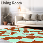 Modern Hexagonal Mint Geometric Pattern Rug