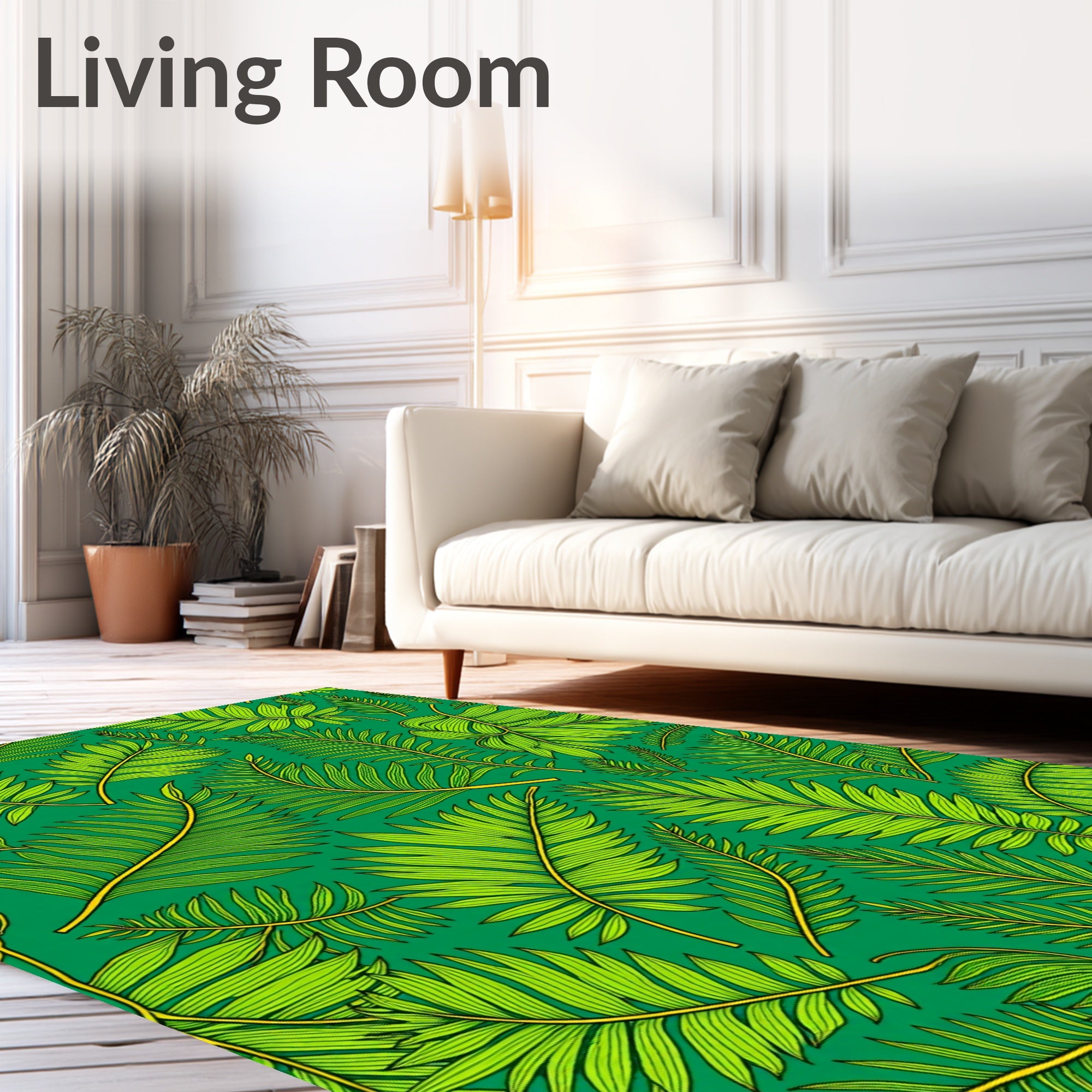 Lush Green Tropical Foliage Rug