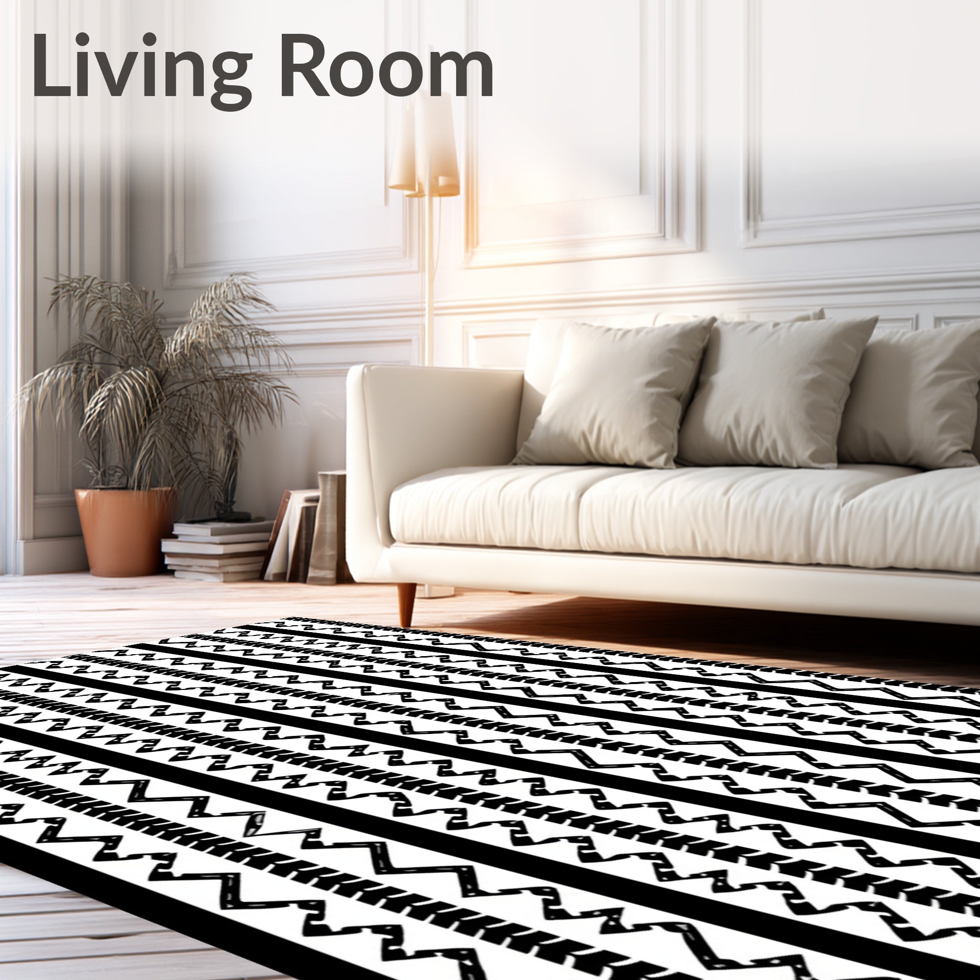 Bold Vertical Stripe Zigzag Pattern Rug